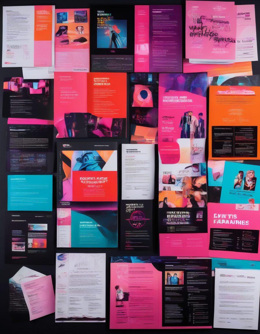 A colorful collage showcasing a variety of employment documents tailored for the adult entertainment industry, featuring eye-catching resumes, unique cover letters, and creative portfolios. The background is filled with subtle hints of neon lights to evoke the essence of nightlife, while the documents are arranged dynamically to draw the viewer's eye. Include stylish fonts and playful graphics to enhance the appeal. vibrant colors. modern design. 3D elements.